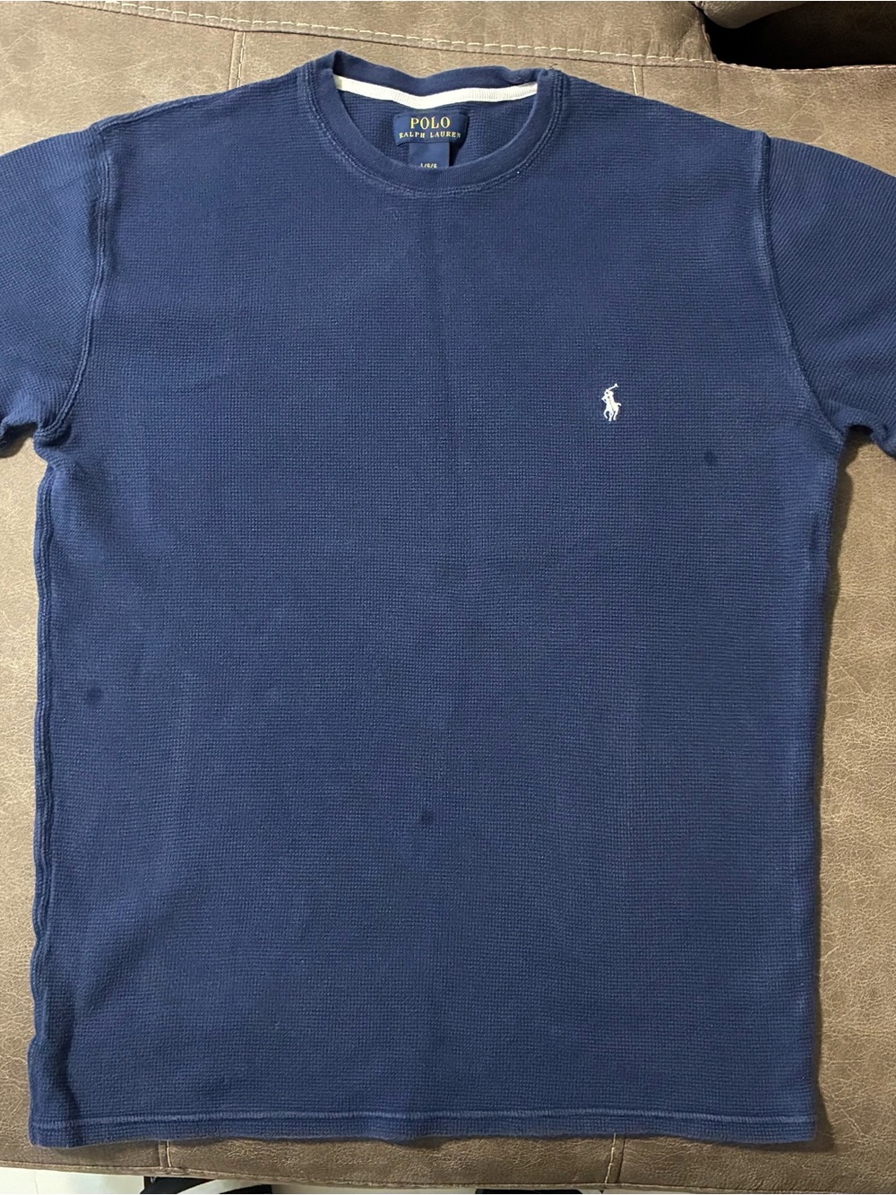 Polo Ralph Lauren Thermal Shirt Men’s Size Large Navy Blue Waffle Knit
